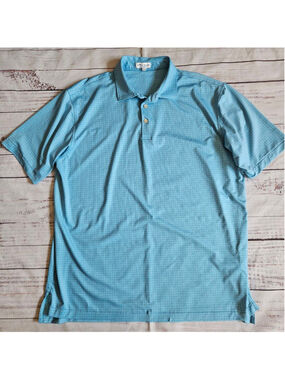 Peter Millar Summer Comfort Blue Geometric Diamond Lightweight Polo Mens XL Golf